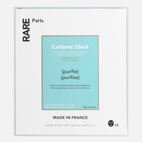 RARE PARIS  Carbone Glacé Очищающая тканевая маска для лица, 23 мл (упаковка 5 шт)