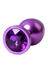 Фиолетовый анальный плаг с кристаллом фиолетового цвета - 8,2 см. - 