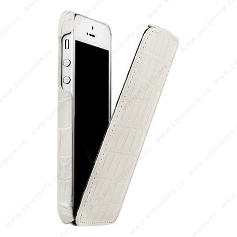 Чехол-флип Melkco для iPhone SE/ 5s/ 5 Leather Case Jacka Type (Crocodile Print Pattern - White)