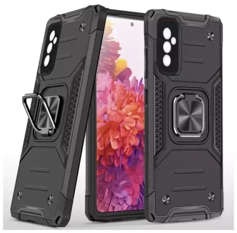 Противоударный чехол Strong Armour Case с кольцом для Samsung Galaxy M52 5G (Черный)