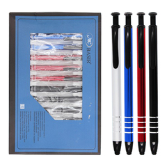 Ручка шариковая, автоматическая, Basir, синие чернила, металлическая, 4 цвета корпуса, 12 шт