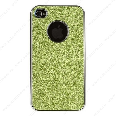 Накладка для iPhone 4s/ 4 с блестками салатовая