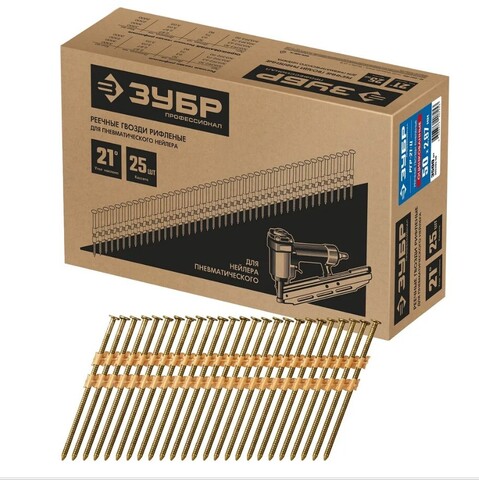 ЗУБР SN21 50 х 2.87 мм, реечные гвозди рифленые оцинкованные, 3500 шт (305393-50)
