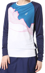 Женская теннисная футболкаAustralian Ace T-Shirt Long Sleeve With Print In Front - blue cosmo