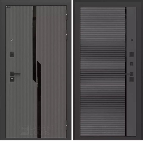 Входная металлическая дверь CARBON (Карбон) 22 Графит софт, черный молдинг / Графит Лофт