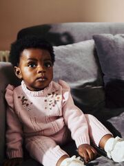 Вязаные свитер и легинсы в комплекте для девочки Next Q94-812, Розовый