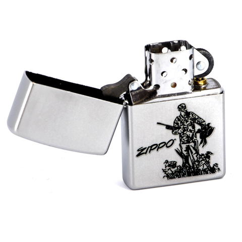 205 Duck Hunting Зажигалка ZIPPO Duck Hunting Satin Chrome, латунь с никеле-хромовым покрытием, сере