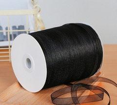 Лента органза на катушке (1,0см*457м), Черный, 1 шт.