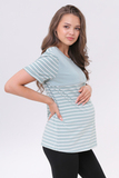 Футболка для беременных и кормящих 18072 мятная полоска