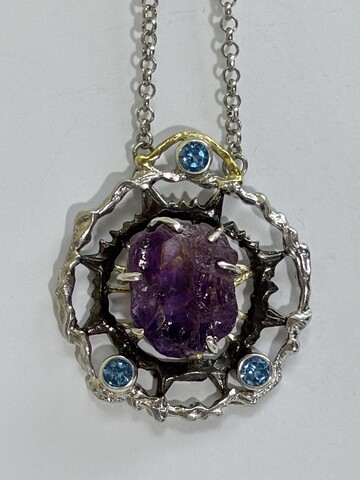Друза аметиста (колье из серебра)