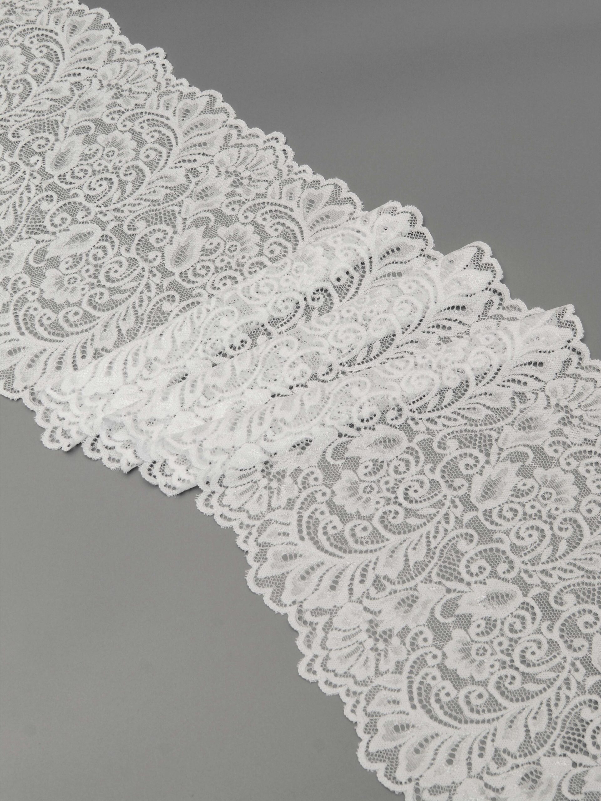 Эластичное кружево теплое белое ширина 20 см