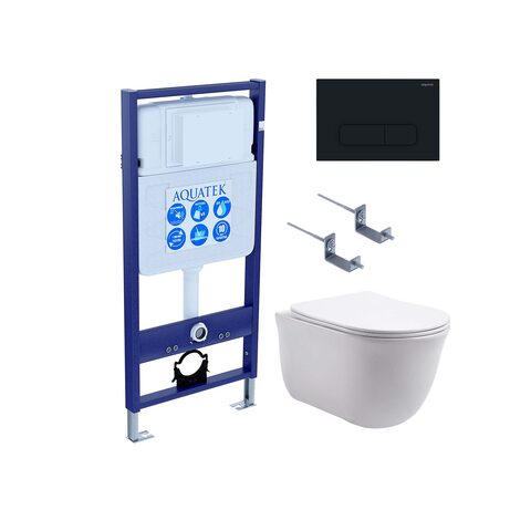 Aquatek SET Aquatek КЛАССИК-017 4в1 Set Aquatek КЛАССИК (рама Aquatek Standard INS-0000012 с звукоиз.прокладкой+крепеж KKI-0000002+кнопкаKDI-0000017+унитаз КЛАССИК AQ1111-00 с крышкой