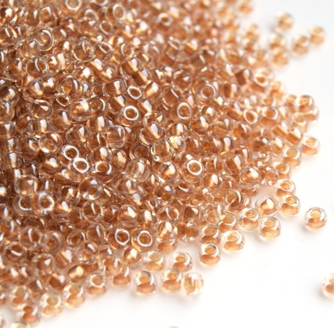 RR-0234 Бисер круглый Миюки 11/0 Золотистый прозрачный окрашенный внутри /Miyuki round 11/0 Sparkle Metallic Gold Lined Crystal