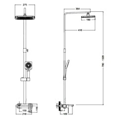Стойка душевая со смесителем HAIBA HB24615-7 черный