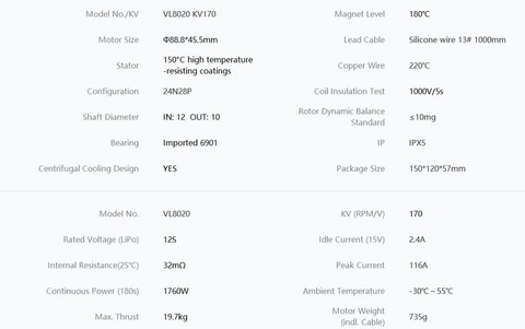 T-Motor VL8020 KV170