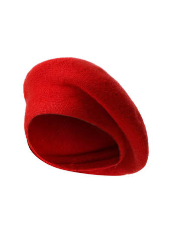 Женская шапка красного цвета из шерсти и кашемира - фото 1