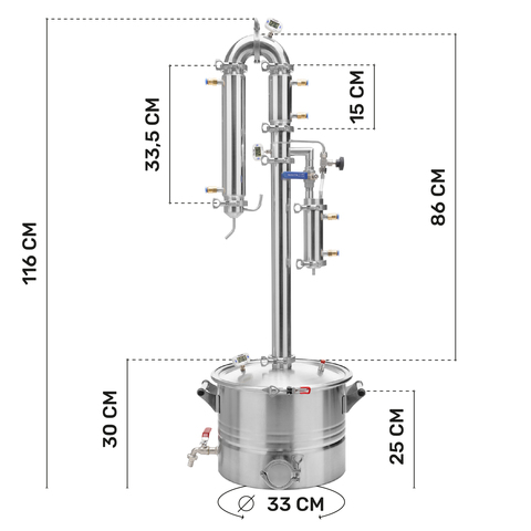 Колонный самогонный аппарат Русич с узлом отбора 2 в 1 на 20 литров