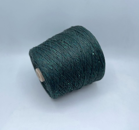 Filati Naturali (пр.Италия),art-Lino, 430/100гр, 100%Лен+пайетки+люрекс, цвет-Бутылочно-зеленый, арт-28101