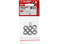 ЗУБР DIN 6923, кл. пр. 6, M8, цинк, 6 шт, гайка с фланцем (303636-08)