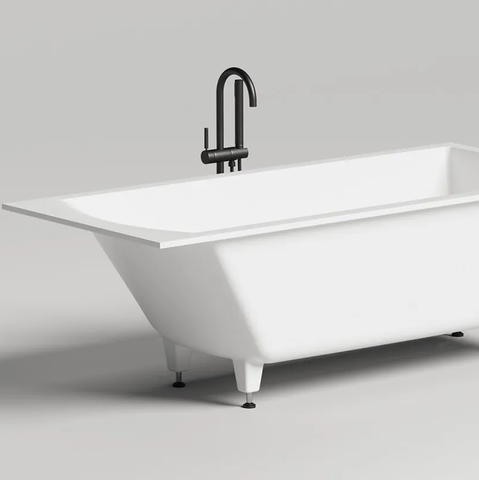 Salini 104813G Salini CASCATA KIT Встраиваемая ванна с прямоугольной чашей 1706х751х600 мм, донный клапан "Click-Clack" белый, сифон, ножки, S-Sense, белый глянцевый