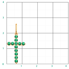 3151с2 - Крестик из золота 585 пробы с изумрудными фианитами