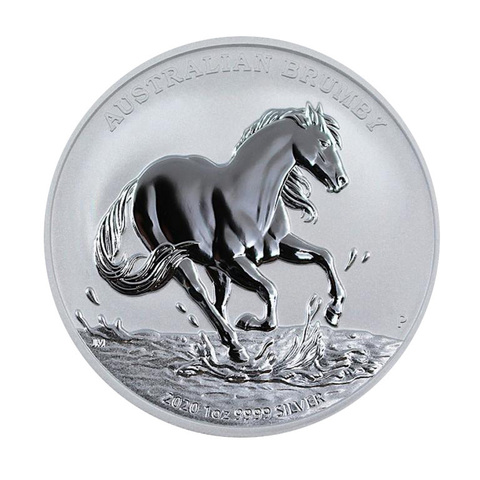 Австралия 1 доллар 2020 Лошадь Брамби Brumby Одичавшая домашняя лошадь СЕРЕБРО