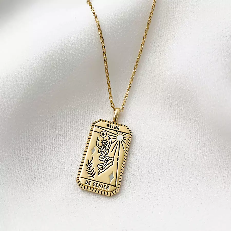 Reine De Denier Gold Tarot Necklace купить онлайн по цене 8980 ₽ |  Интернет-магазин VIVA LA VIKA