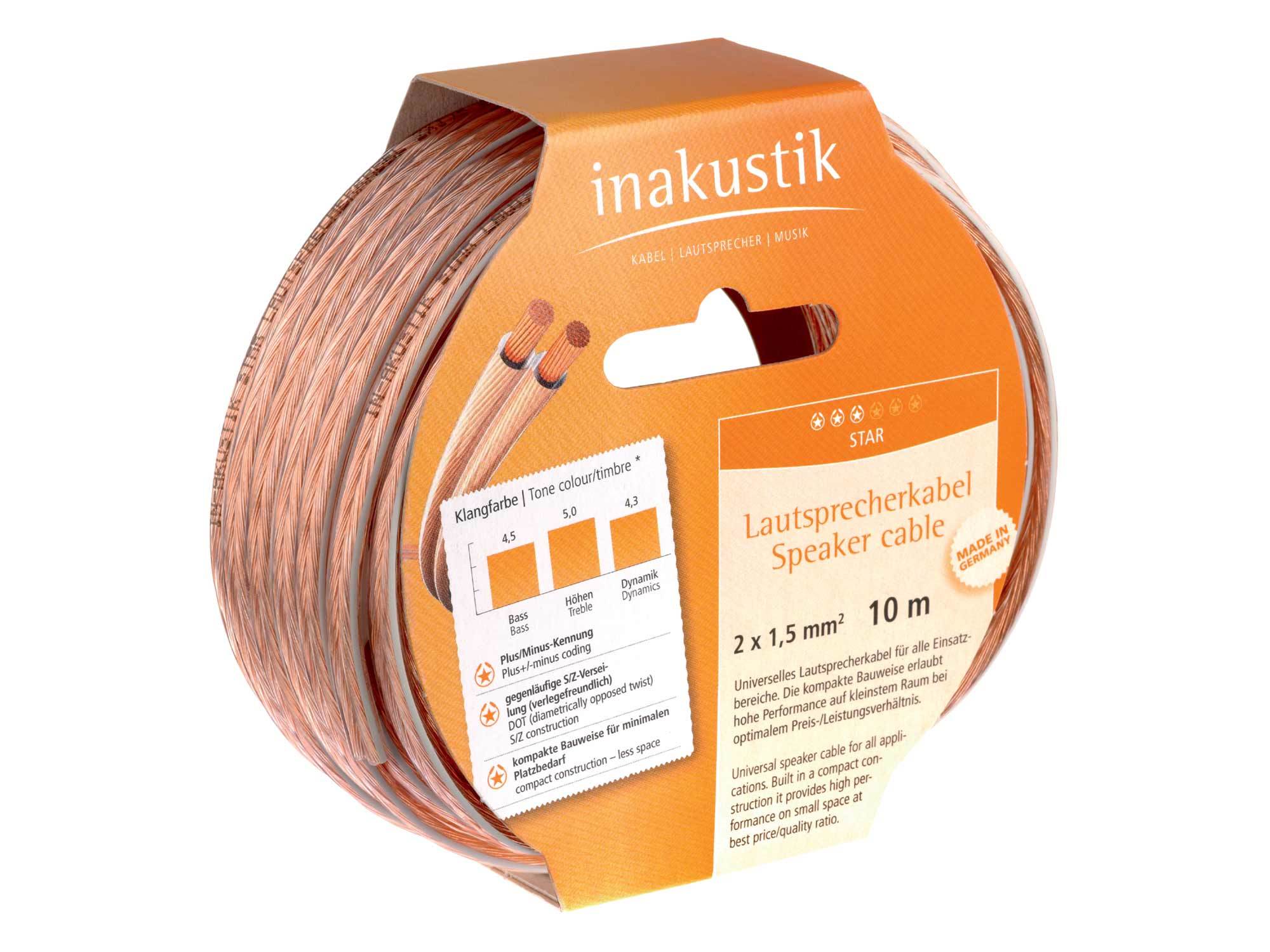 Inakustik Star LS-Reels, 2 x 1.5 mm2, 10 m, 003021010