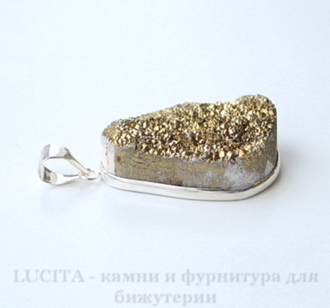 Подвеска Кварц в рамке (цвет - античное серебро) 40,3х24,8х11,9 мм №2
