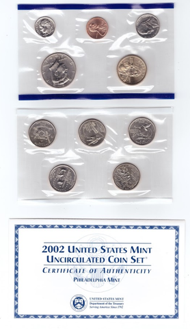 Годовой набор США в родной запайке 2002 год двор P + 5 монет Штаты
