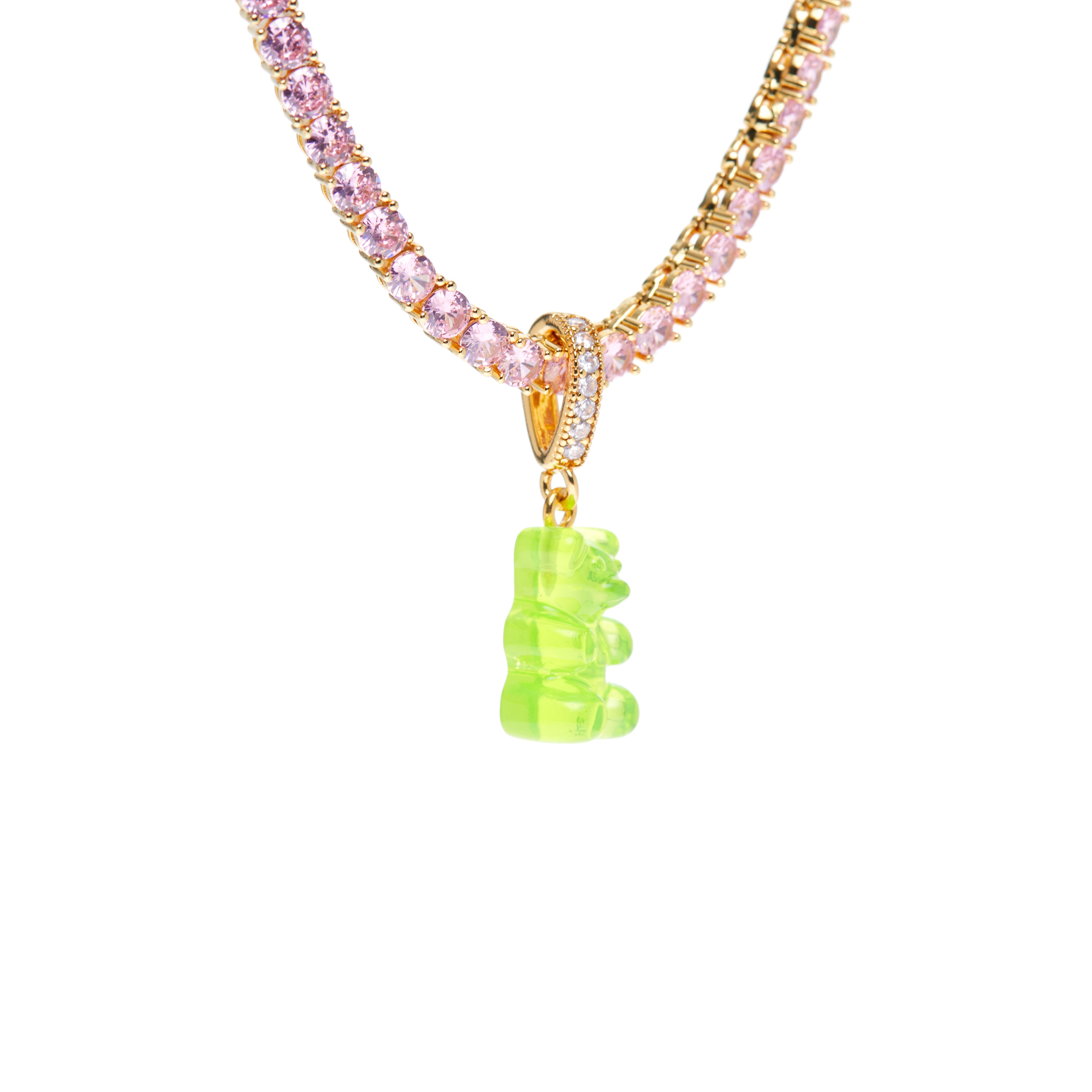 Колье Pave Nostalgia Bear Serene Necklace – Lime and Pink купить онлайн по цене 27580 ₽ | Интернет-магазин VIVA LA VIKA