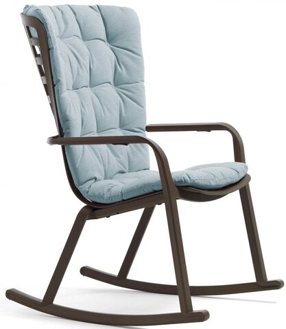 Кресло-качалка пластиковое с подушкой Nardi Folio, табак, голубой