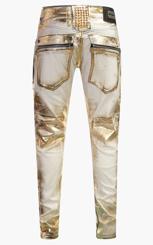 The Saints Sinphony | Джинсы мужские HEXAGRAM GOLD FOILED BIKER JEANS TSG303 сзади