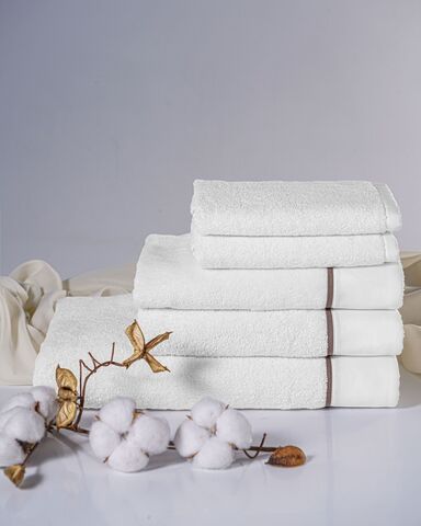 Набор полотенец 5шт Claire Batiste Atelier Brise белый с коричневым кантом