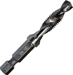 Сверло метчик ПРАКТИКА  М8 шаг 1,25, длина 64 мм, хвостовик HEX 1/4', блистер (775-006)