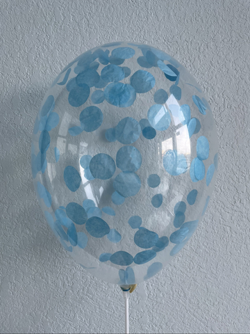 Шар с конфетти, голубой круг 3см 12"