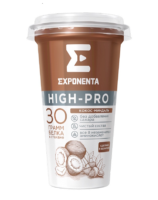 Напиток кисломолочный "Exponenta High-Pro" Кокос-миндаль обезжиренный ...