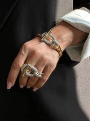 46693 - Массивный браслет GOAL металл серебро/золото