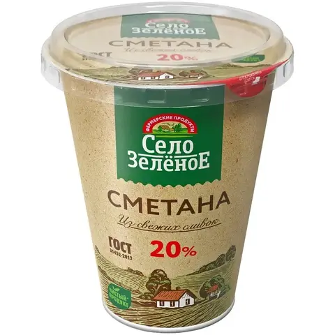 Сметана Село зеленое 20% 300г, шт