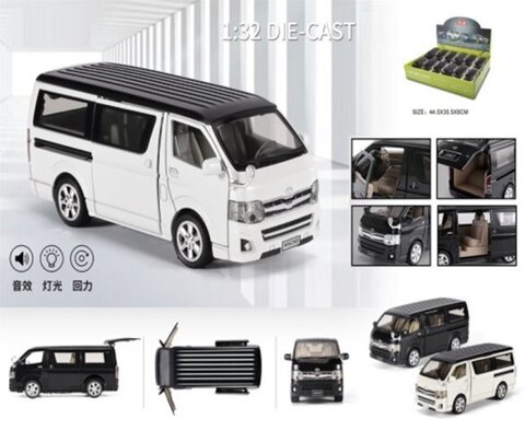 Машина металлическая Тойота БУСИК 12 в уп свет+муз 15см, цвета ассорти, цена за шт.