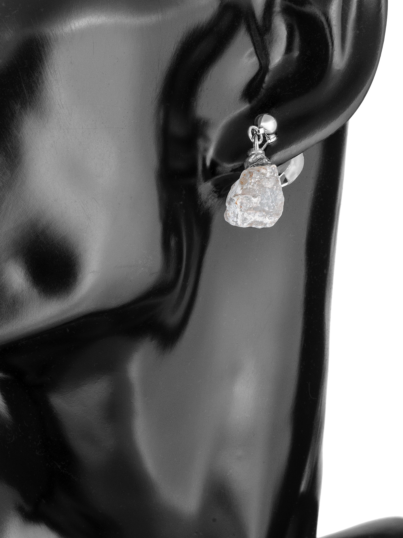 Клипсы на уши женские с аквамарином