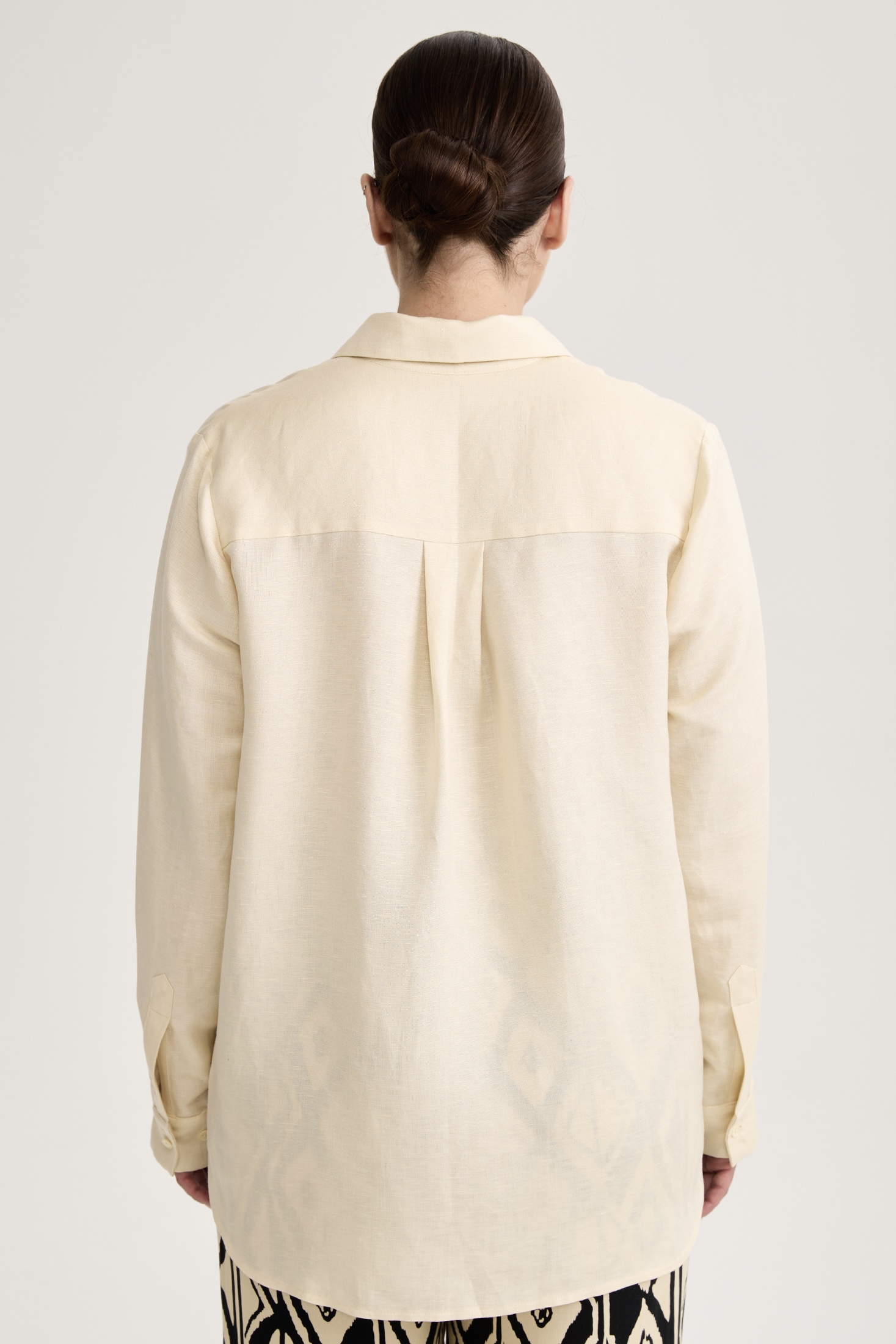 Рубашка с длинным рукавом изо льна, сливочный