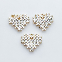 Подвеска Сердце, цвет золото, фианиты, размер 10*9 мм, цена за 1 шт