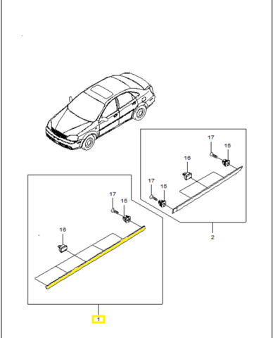 МОЛДИНГ ДВЕРИ ПЕРЕДНЕЙ ПРАВОЙ GENTRA, LACETTI DAEWOO, SAT