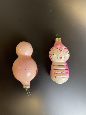 Ёлочные игрушки 2 штуки старинные , винтаж , стекло СССР 1950-1970 гг