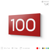 Табличка с номером 100 на дверь квартиры, для офиса, кабинета, аудитории, склада, красная 120х70 мм, Айдентика Технолоджи