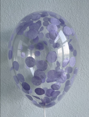 Шар с конфетти, сиреневый круг 3см 12"