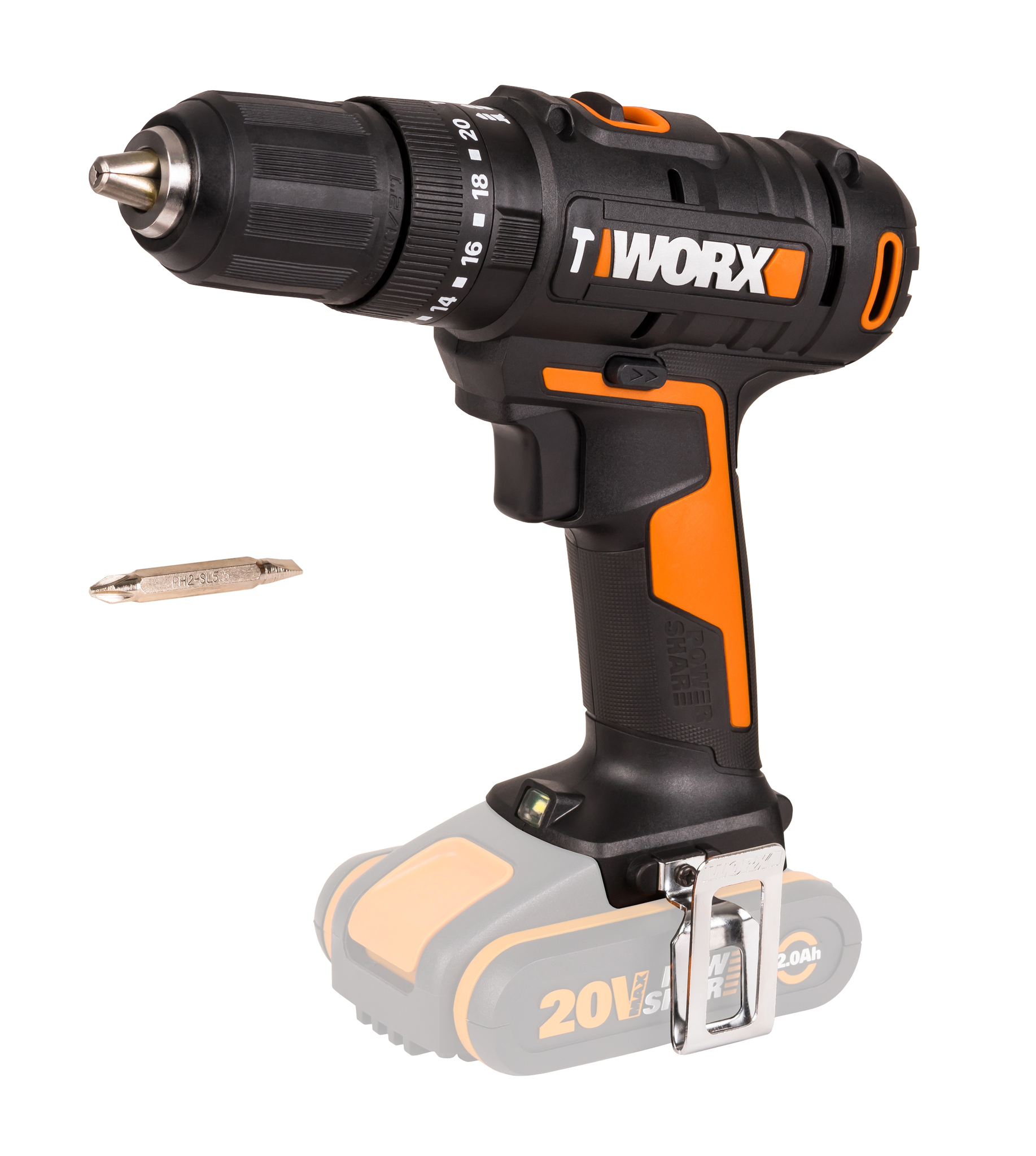 Дрель-шуруповерт ударная аккумуляторная WORX WX370.9, 50Нм, 20В, без АКБ и ЗУ