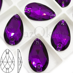 Стразы пришивные стеклянные Drop Violet, ярко-фиолетовые пришивные капли на StrazOK.ru