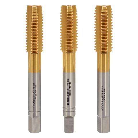 Метчик М12х1,75 (Комплект 3шт) DIN352 HSSEPM-TiN 6HX 75мм a=7,0 H-Tools PRO 230120PMHT